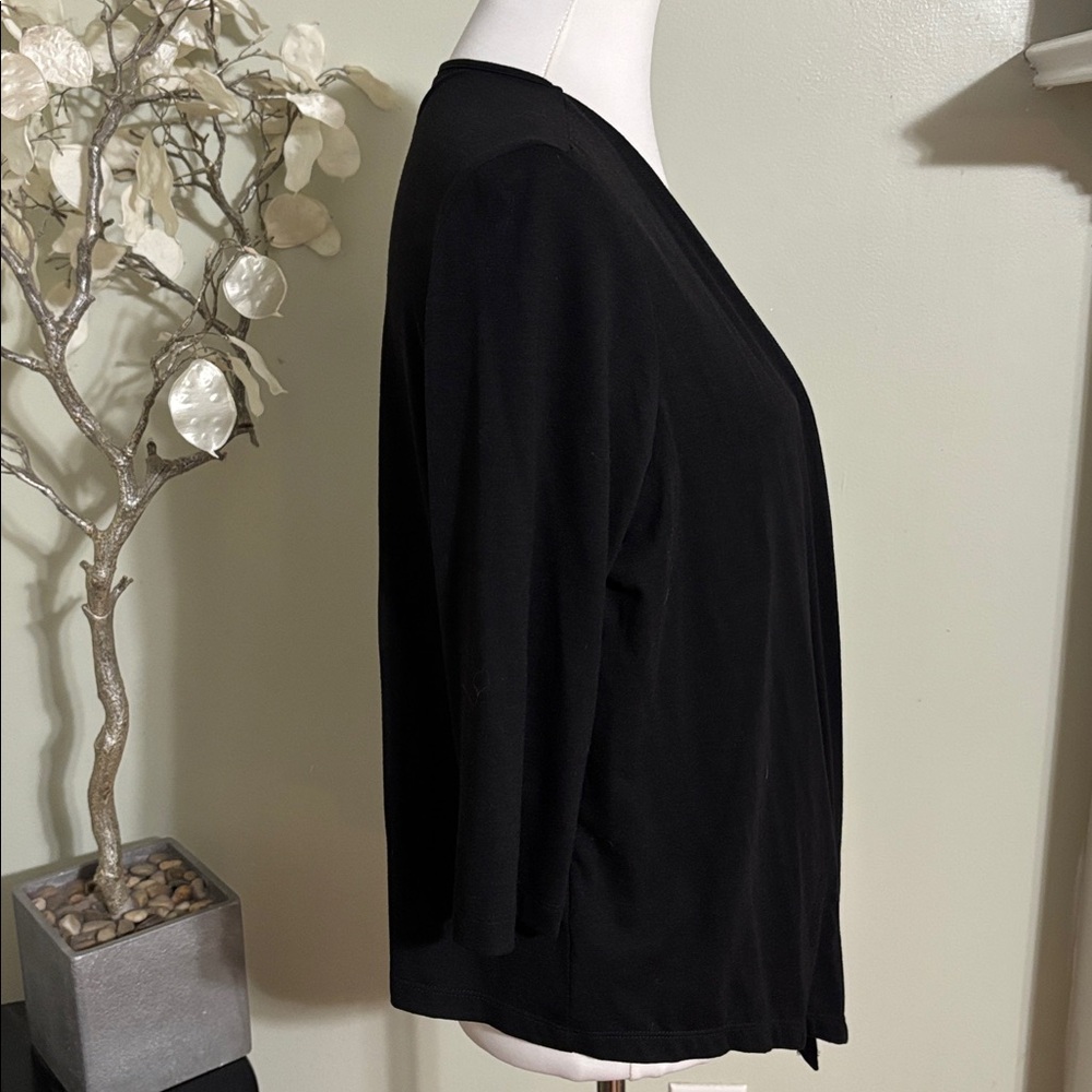 Alfred Dunner Black and White Cardigan Sweater Top - Picture 4 of 6